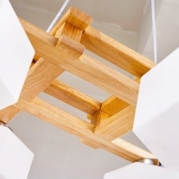 4-lichts houten moderne eigentijdse hanglamp in Scandinavische stijl met glazen kap