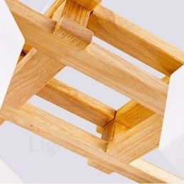 4-lichts houten moderne eigentijdse hanglamp in Scandinavische stijl met glazen kap