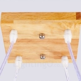 4-lichts houten moderne eigentijdse hanglamp in Scandinavische stijl met glazen kap