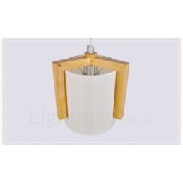 1 Lichte houten moderne eigentijdse hanglamp in Scandinavische stijl met stoffen kap
