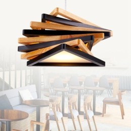 1 Lichte houten moderne eigentijdse hanglamp met houten kap