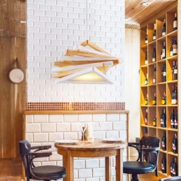 1 Lichte houten moderne eigentijdse hanglamp met houten kap