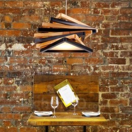 1 Lichte houten moderne eigentijdse hanglamp met houten kap