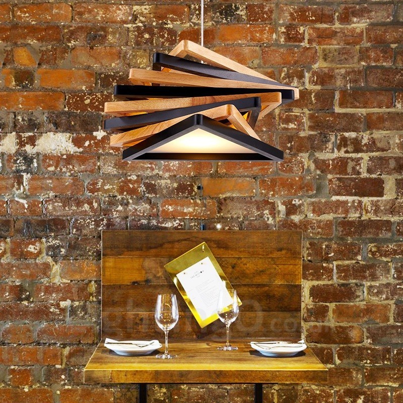 1 Lichte houten moderne eigentijdse hanglamp met houten kap
