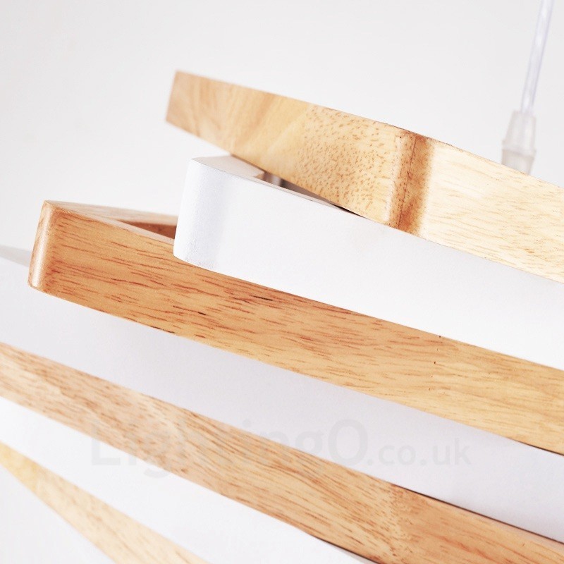 1 Lichte houten moderne eigentijdse hanglamp met houten kap