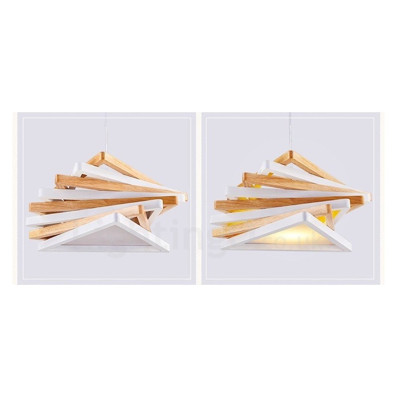 1 Lichte houten moderne eigentijdse hanglamp met houten kap