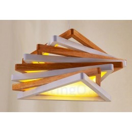 1 Lichte houten moderne eigentijdse hanglamp met houten kap