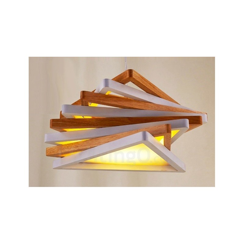 1 Lichte houten moderne eigentijdse hanglamp met houten kap