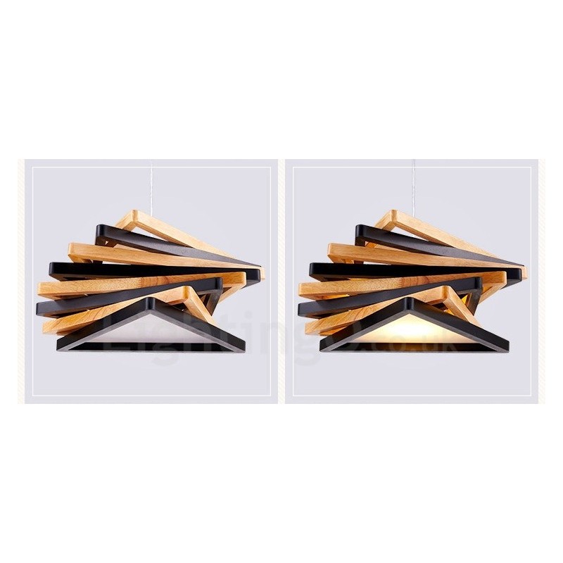 1 Lichte houten moderne eigentijdse hanglamp met houten kap