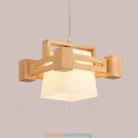 1 Lichte houten moderne eigentijdse hanglamp in Scandinavische stijl met stoffen kap 1 Lichte houten moderne eigentijdse hanglamp in Scandinavische stijl met stoffen kap