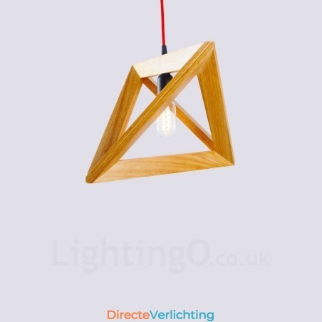 1 Lichte houten moderne eigentijdse hanglamp met houten kap 1 Lichte houten moderne eigentijdse hanglamp met houten kap