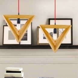 1 Lichte houten moderne eigentijdse hanglamp met houten kap