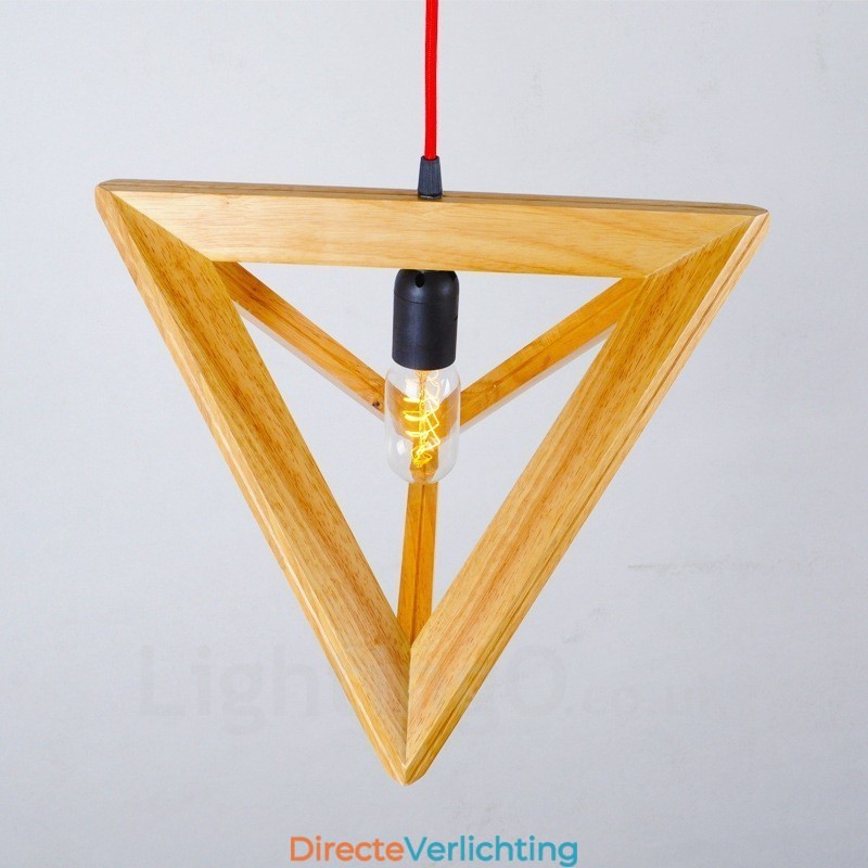 1 Lichte houten moderne eigentijdse hanglamp met houten kap
