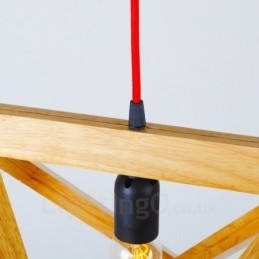 1 Lichte houten moderne eigentijdse hanglamp met houten kap