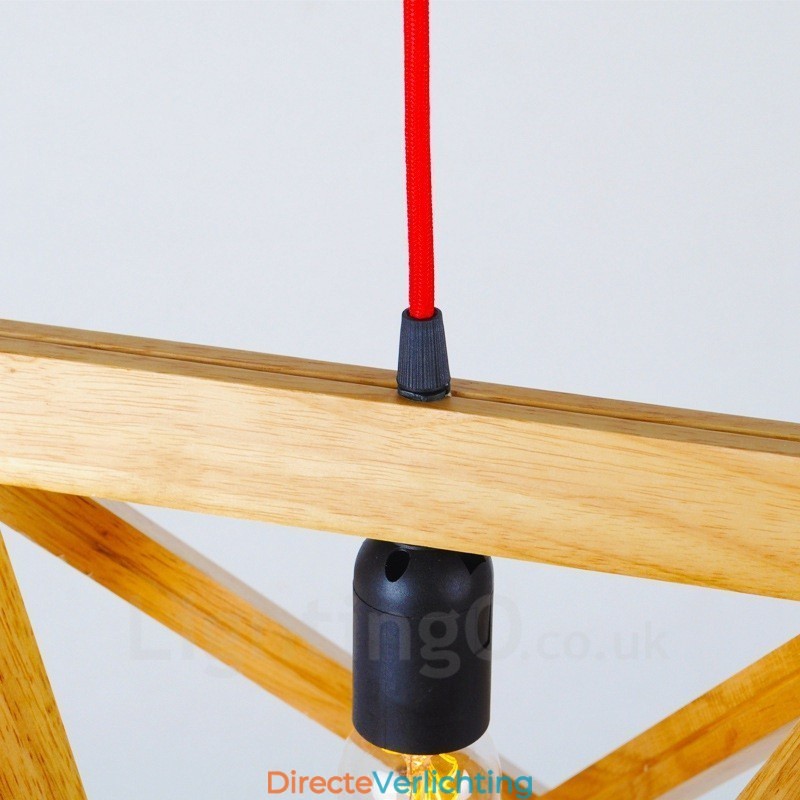 1 Lichte houten moderne eigentijdse hanglamp met houten kap