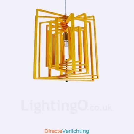 1 Lichte houten moderne eigentijdse hanglamp in Scandinavische stijl met houten kap