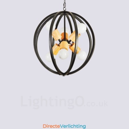 6-lichts ijzeren retro vintage hanglamp met ijzeren kap 6-lichts ijzeren retro vintage hanglamp met ijzeren kap