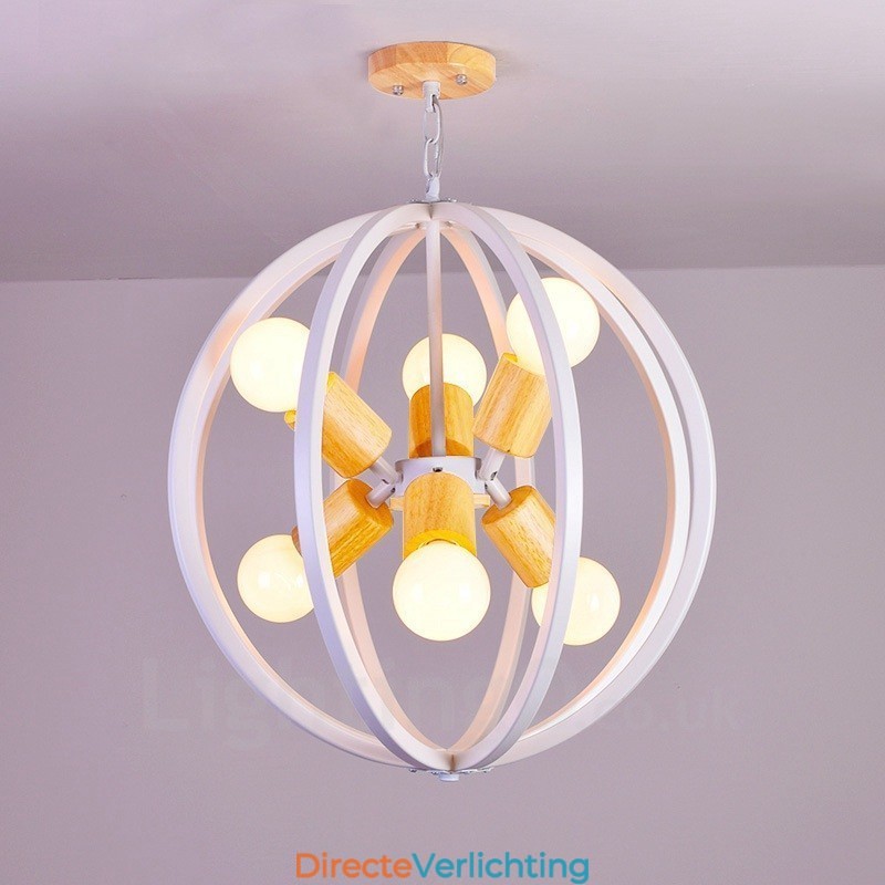 6-lichts ijzeren retro vintage hanglamp met ijzeren kap