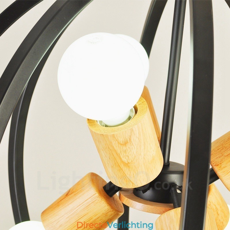 6-lichts ijzeren retro vintage hanglamp met ijzeren kap
