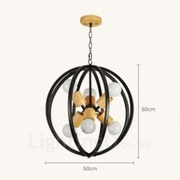 6-lichts ijzeren retro vintage hanglamp met ijzeren kap