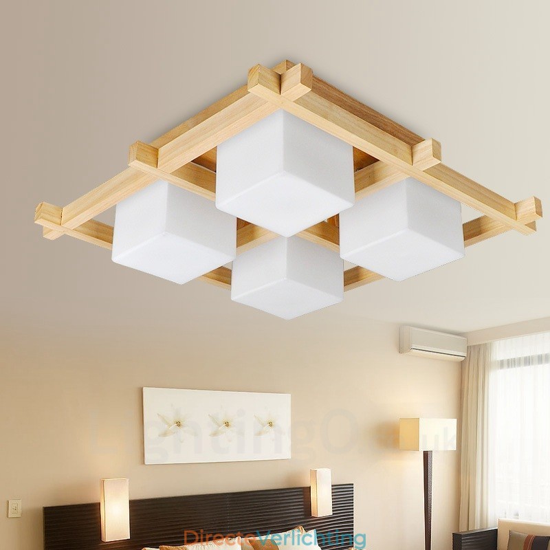 4-lichts moderne, eigentijdse plafondlampen in Scandinavische stijl met glazen kap