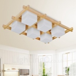 6-lichts moderne, eigentijdse plafondlampen in Scandinavische stijl met glazen kap