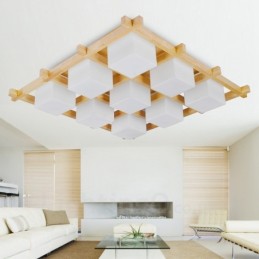 9-lichts moderne, eigentijdse plafondlampen in Scandinavische stijl met glazen kap