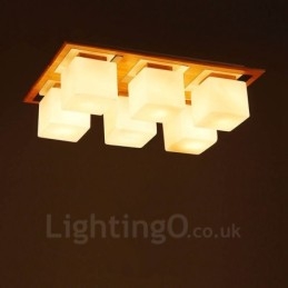 6-lichts moderne, eigentijdse plafondlampen met glazen kap
