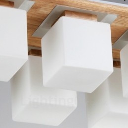 6-lichts moderne, eigentijdse plafondlampen met glazen kap