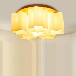 6-lichts moderne, eigentijdse plafondlampen met glazen kap