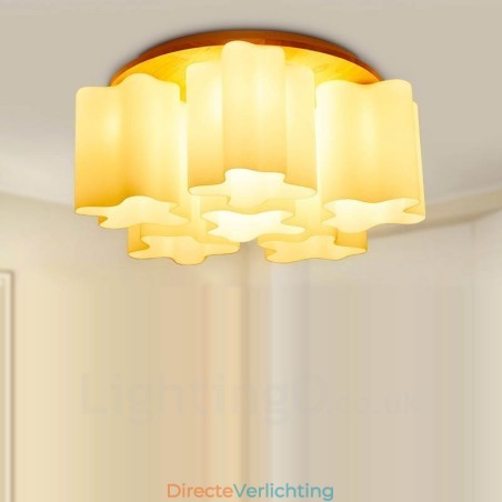 6-lichts moderne, eigentijdse plafondlampen met glazen kap 6-lichts moderne, eigentijdse plafondlampen met glazen kap