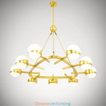 9 Lichts Moderne Hedendaagse Scandinavische Stijl Plafondlampen Koperen Kroonluchter met Goud en Witte Bolvormige Glazen Kap 9 Lichts Moderne Hedendaagse Scandinavische Stijl Plafondlampen Koperen Kroonluchter met Goud en Witte Bolvormige Glazen Kap