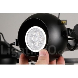 6-lichts retro vintage zwarte ijzeren hanglamp met zwarte ijzeren bolvormige kappen