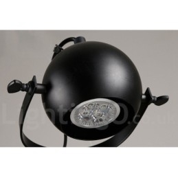 6-lichts retro vintage zwarte ijzeren hanglamp met zwarte ijzeren bolvormige kappen