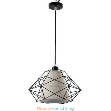 1-lichts retro vintage zwarte ijzeren hanglamp met stoffen kappen 1-lichts retro vintage zwarte ijzeren hanglamp met stoffen kappen