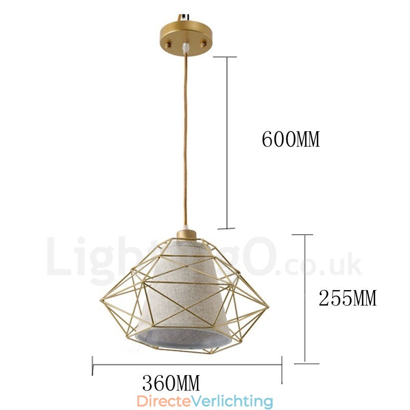 1-lichts retro vintage zwarte ijzeren hanglamp met stoffen kappen