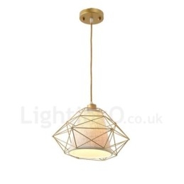 1-lichts retro vintage zwarte ijzeren hanglamp met stoffen kappen