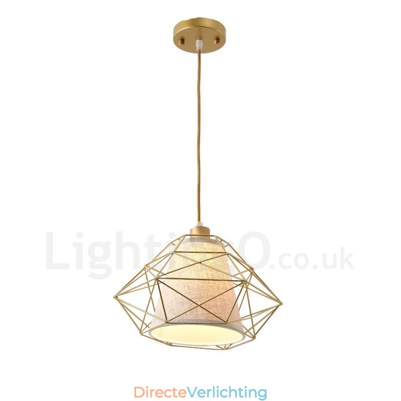 1-lichts retro vintage zwarte ijzeren hanglamp met stoffen kappen