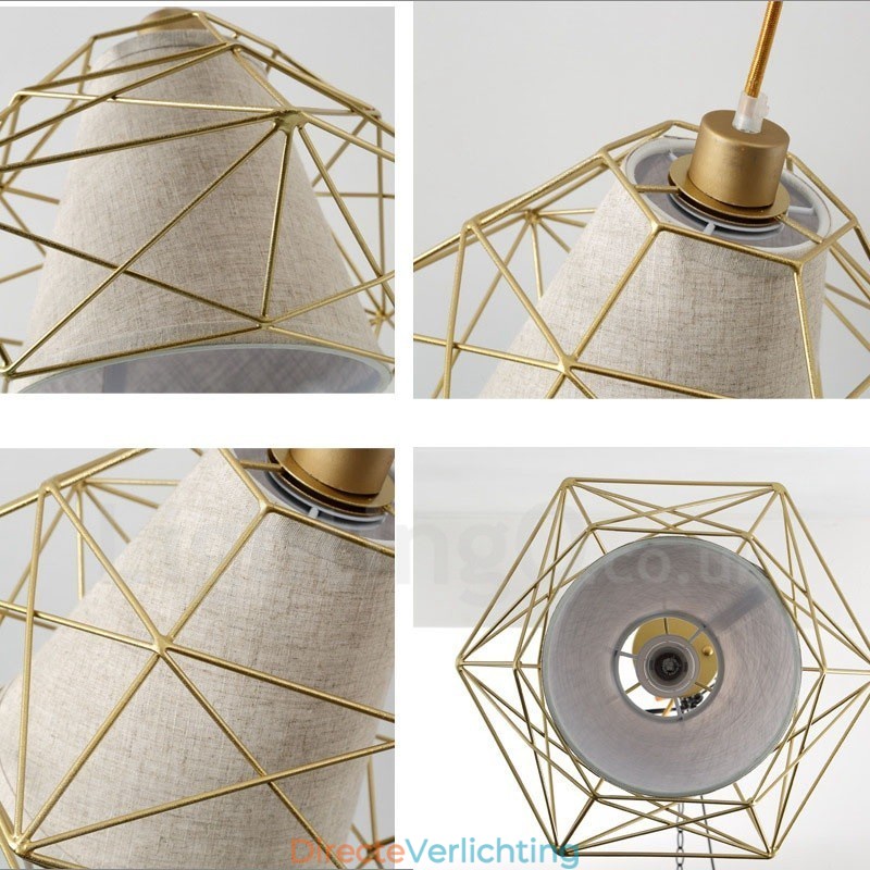 1-lichts retro vintage zwarte ijzeren hanglamp met stoffen kappen