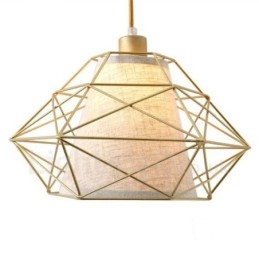 1-lichts retro vintage zwarte ijzeren hanglamp met stoffen kappen