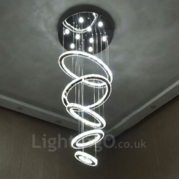 Dimbare Wi-Fi Smart Drie lichtbronkleuren 5 ringen Moderne kristallen plafond hanglamp Binnen kroonluchter