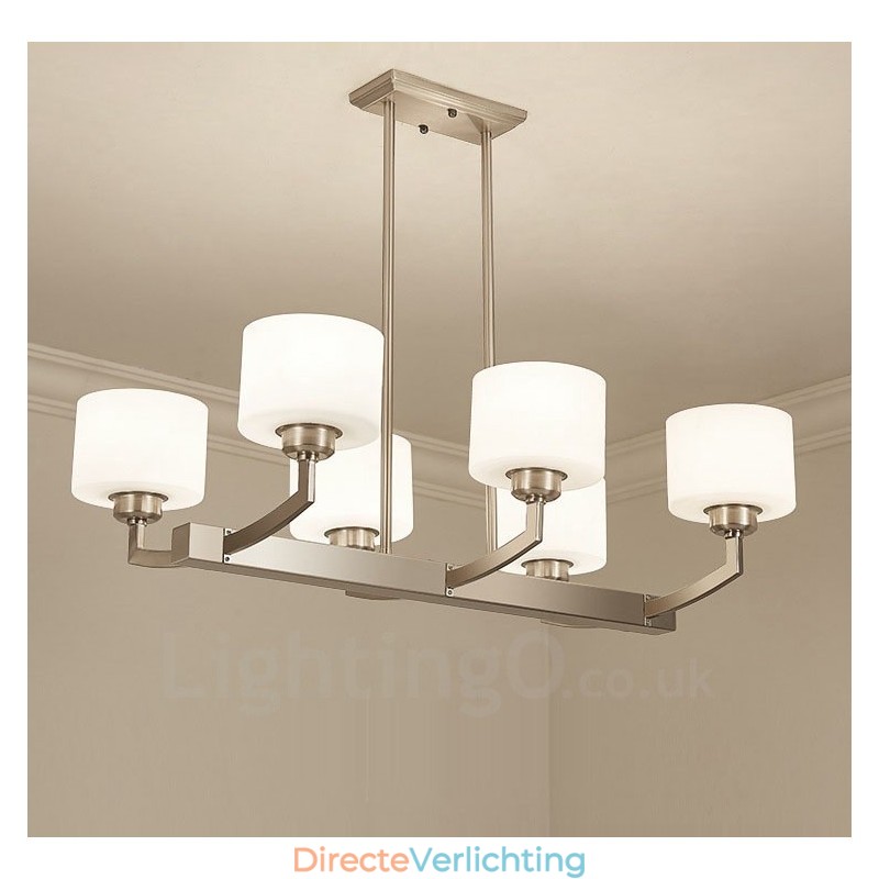 6 lampen moderne chromen hanglamp binnen kroonluchter thuis hangende verlichting lampen armaturen met glazen kappen