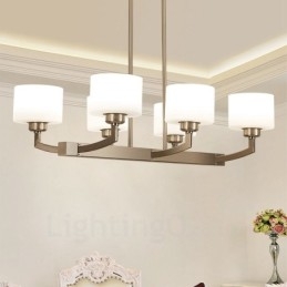 6 lampen moderne chromen hanglamp binnen kroonluchter thuis hangende verlichting lampen armaturen met glazen kappen