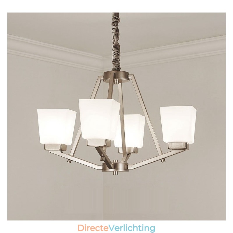 4 lampen Chromen hanglamp Binnen Moderne kroonluchter Thuis Hangende verlichting Lampen Armaturen met glazen kappen