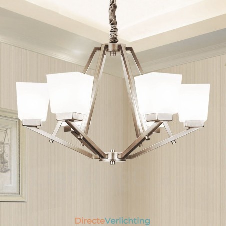 6 lampen Chromen hanglamp Binnen Moderne kroonluchter Thuis Hangende verlichting Lampen Armaturen met glazen kappen 6 lampen Chromen hanglamp Binnen Moderne kroonluchter Thuis Hangende verlichting Lampen Armaturen met glazen kappen