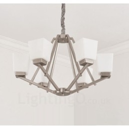 6 lampen Chromen hanglamp Binnen Moderne kroonluchter Thuis Hangende verlichting Lampen Armaturen met glazen kappen