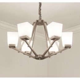 6 lampen Chromen hanglamp Binnen Moderne kroonluchter Thuis Hangende verlichting Lampen Armaturen met glazen kappen
