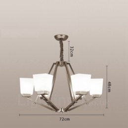 6 lampen Chromen hanglamp Binnen Moderne kroonluchter Thuis Hangende verlichting Lampen Armaturen met glazen kappen
