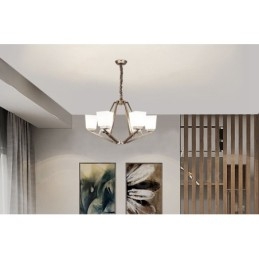 6 lampen Chromen hanglamp Binnen Moderne kroonluchter Thuis Hangende verlichting Lampen Armaturen met glazen kappen