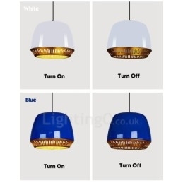 1-lichts moderne, eigentijdse hanglamp met zwart-wit-rood-blauwe kap
